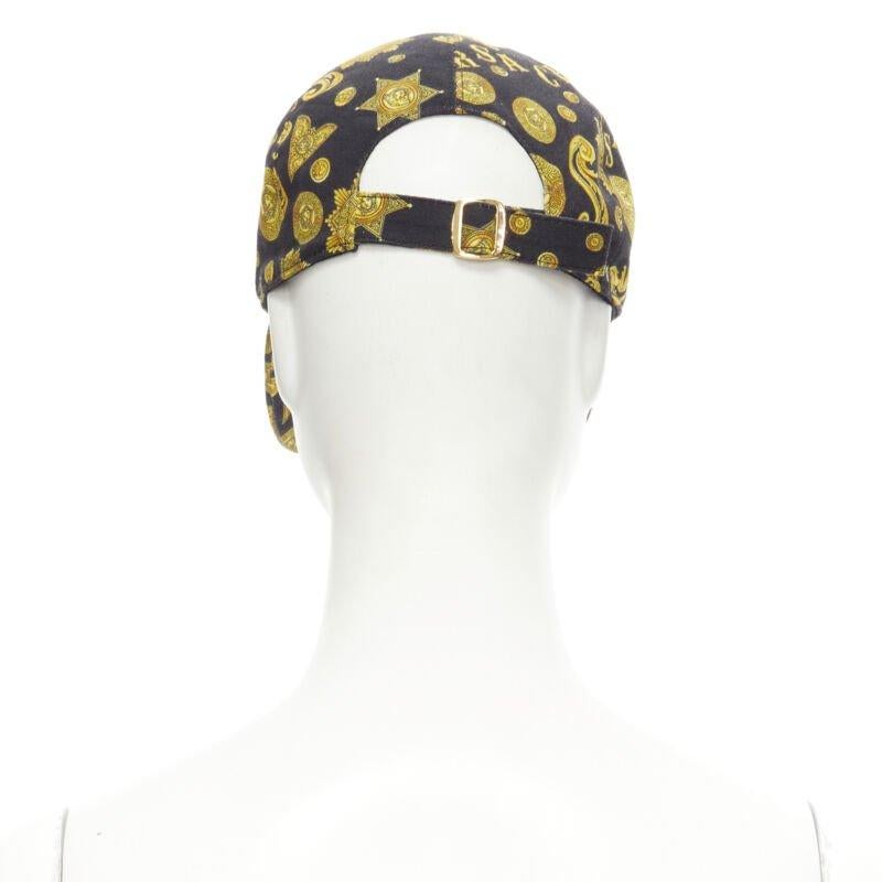 Women's or Men's VERSACE Rodeo Barocco black gold Medusa print baseball dad cap 58cm M 7 1/4 For Sale