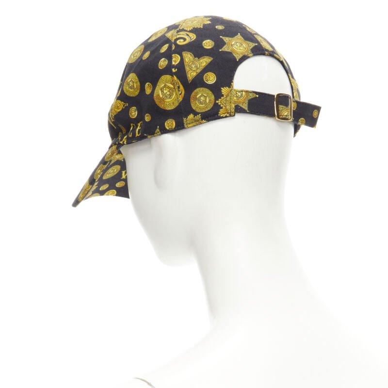 VERSACE Rodeo Barocco black gold Medusa print baseball dad cap 58cm M 7 1/4 For Sale 1