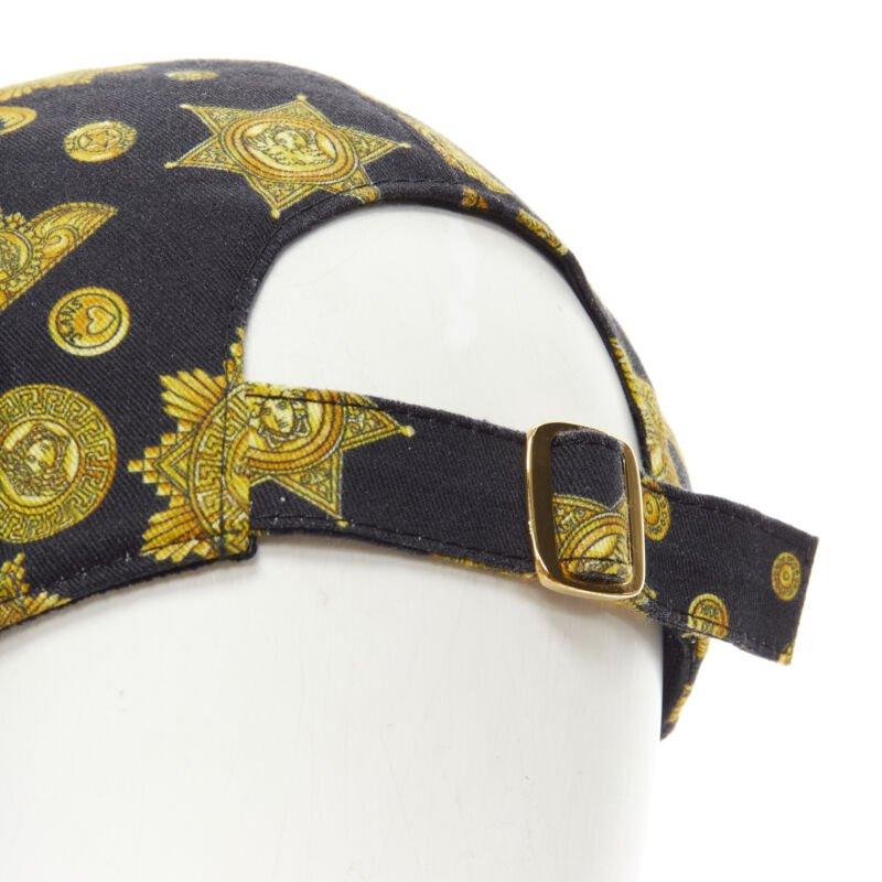 VERSACE Rodeo Barocco black gold Medusa print baseball dad cap 58cm M 7 1/4 For Sale 2