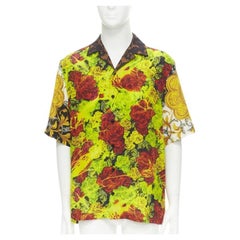 VERSACE Rose Floral Barocco Acanthus print short sleeve shirt EU38 S