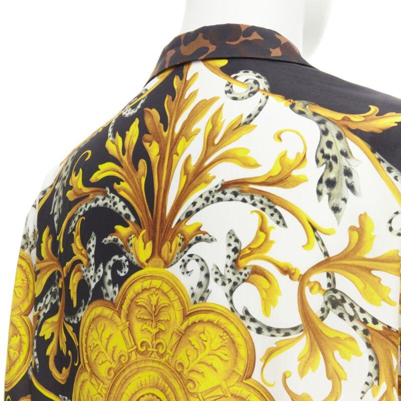 VERSACE Rose Floral Barocco Acanthus print short sleeve shirt EU39 M For Sale 5