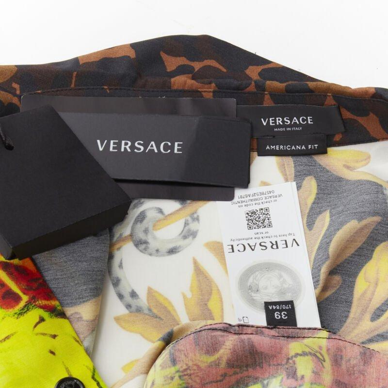 VERSACE Rose Floral Barocco Acanthus print short sleeve shirt EU39 M For Sale 6