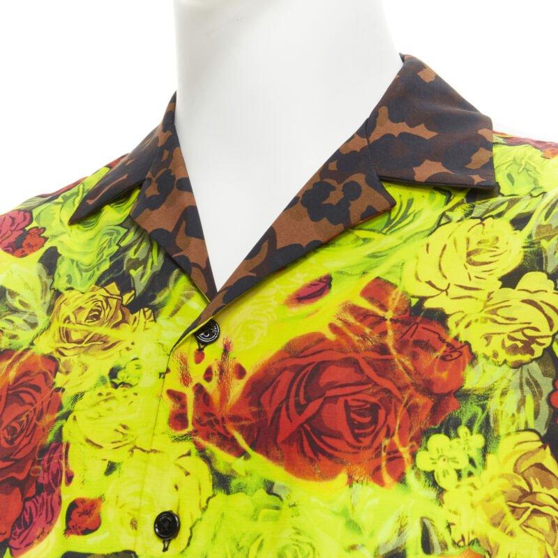 VERSACE Rose Floral Barocco Acanthus print short sleeve shirt EU39 M For Sale 1
