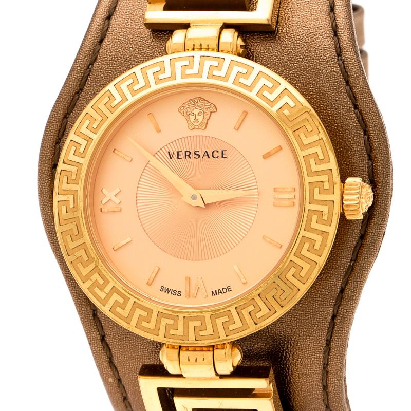 Contemporary Versace Rose Gold Plated Stainless Steel  Signature VLA Women's Wristwatch 35 mm