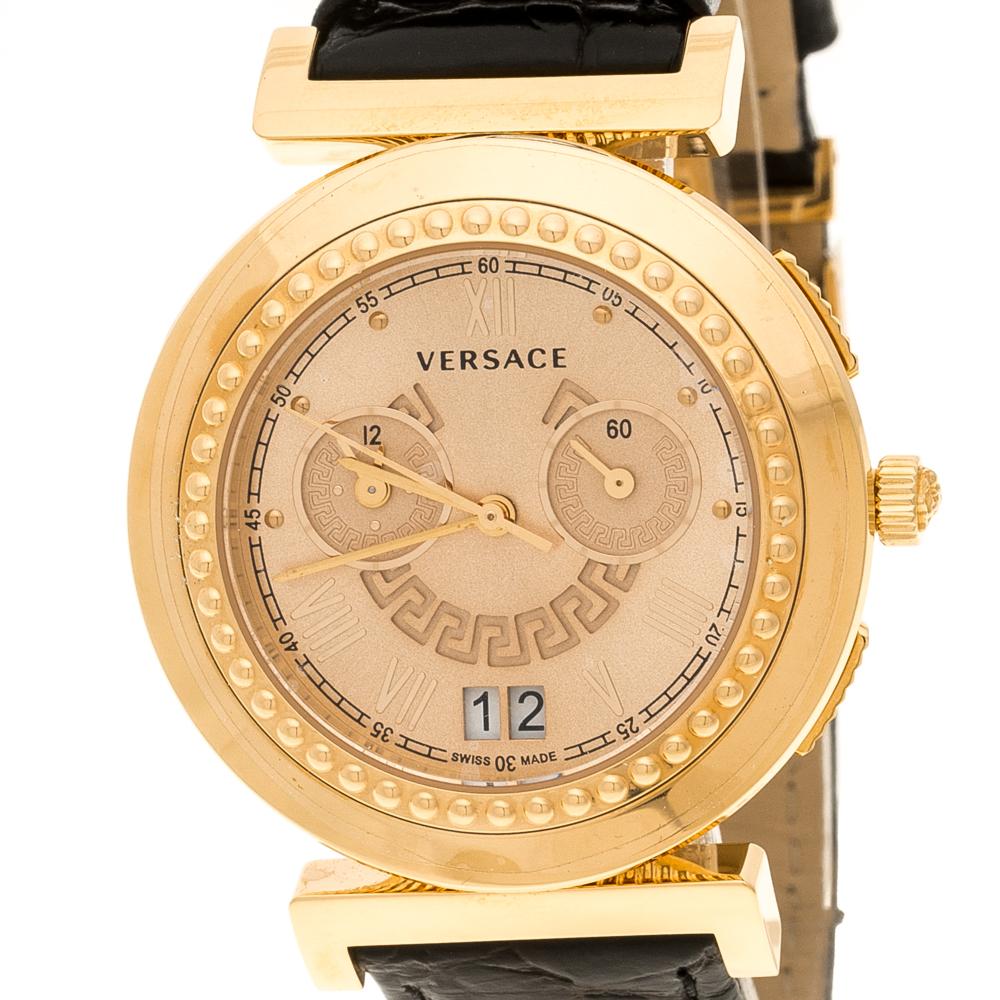 Contemporary Versace Rose Gold Plated Steel A9C Chronograph Women's Wristwatch 40 mm