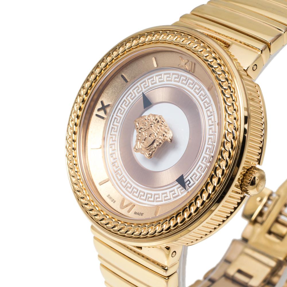 Versace Rose Gold Tone Stainless Steel V-Metal VLC100014 Women's Wristwatch 40mm In Good Condition In Dubai, Al Qouz 2