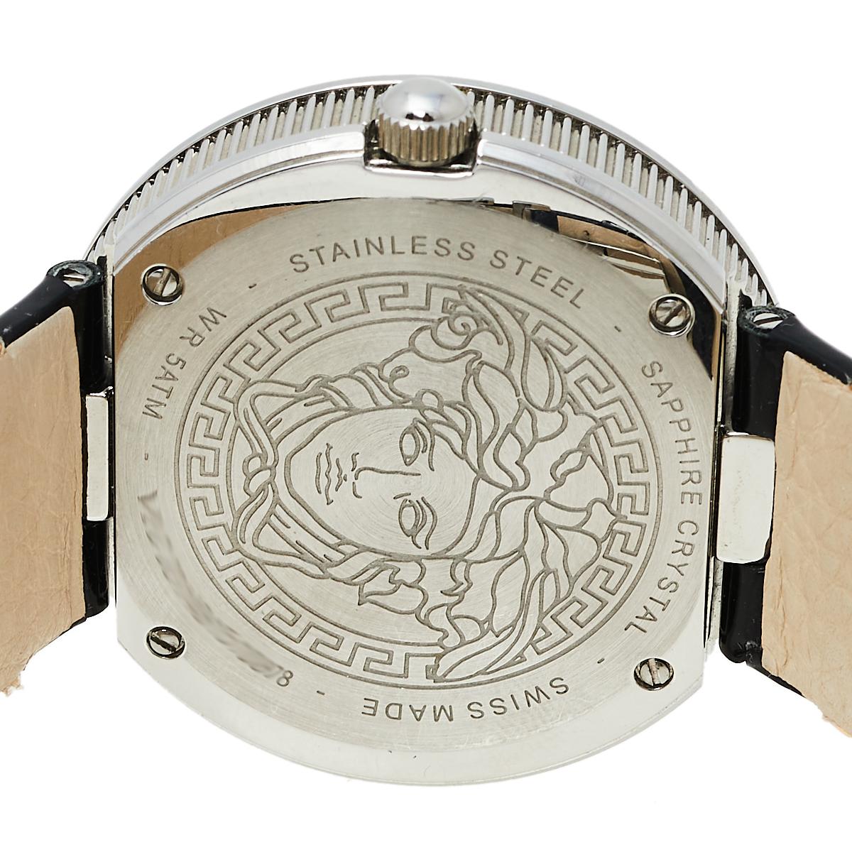 Contemporary Versace Rose Gold Two-Tone Stainless Steel Leather Women's Wristwatch 40 mm