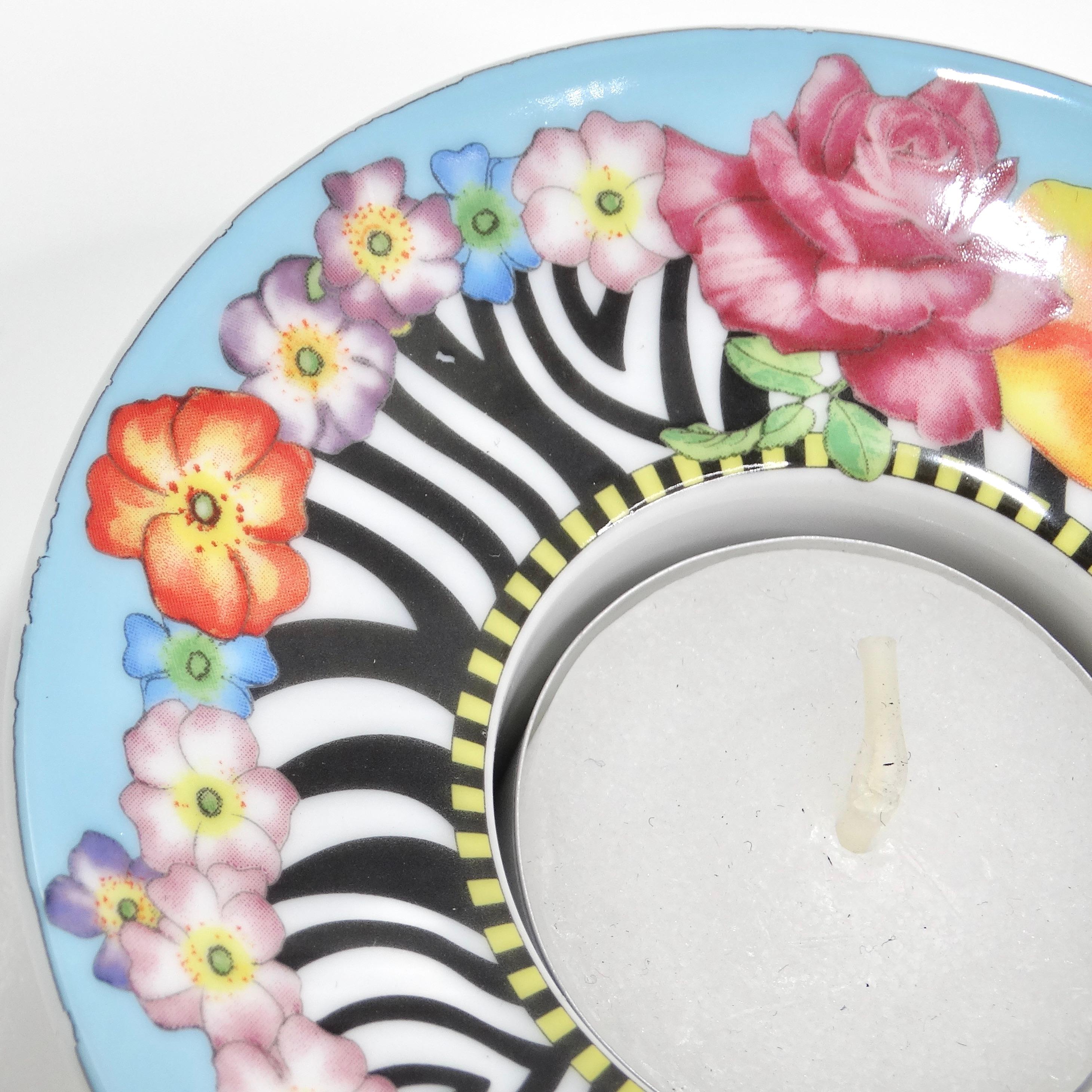 Versace Rosenthal 1990s Porcelain Candle Holder In Excellent Condition For Sale In Scottsdale, AZ