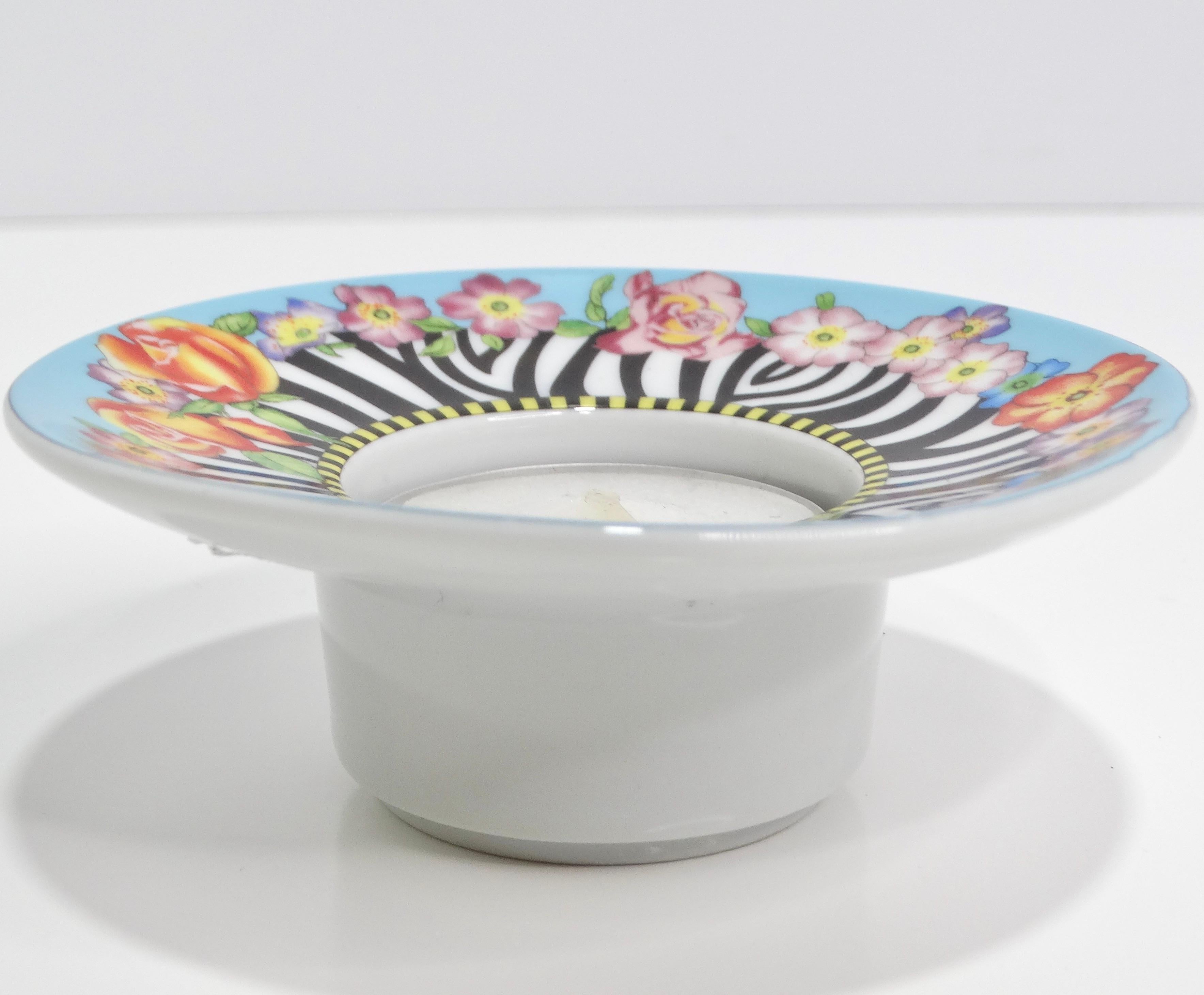 Versace Rosenthal 1990s Porcelain Candle Holder For Sale 3