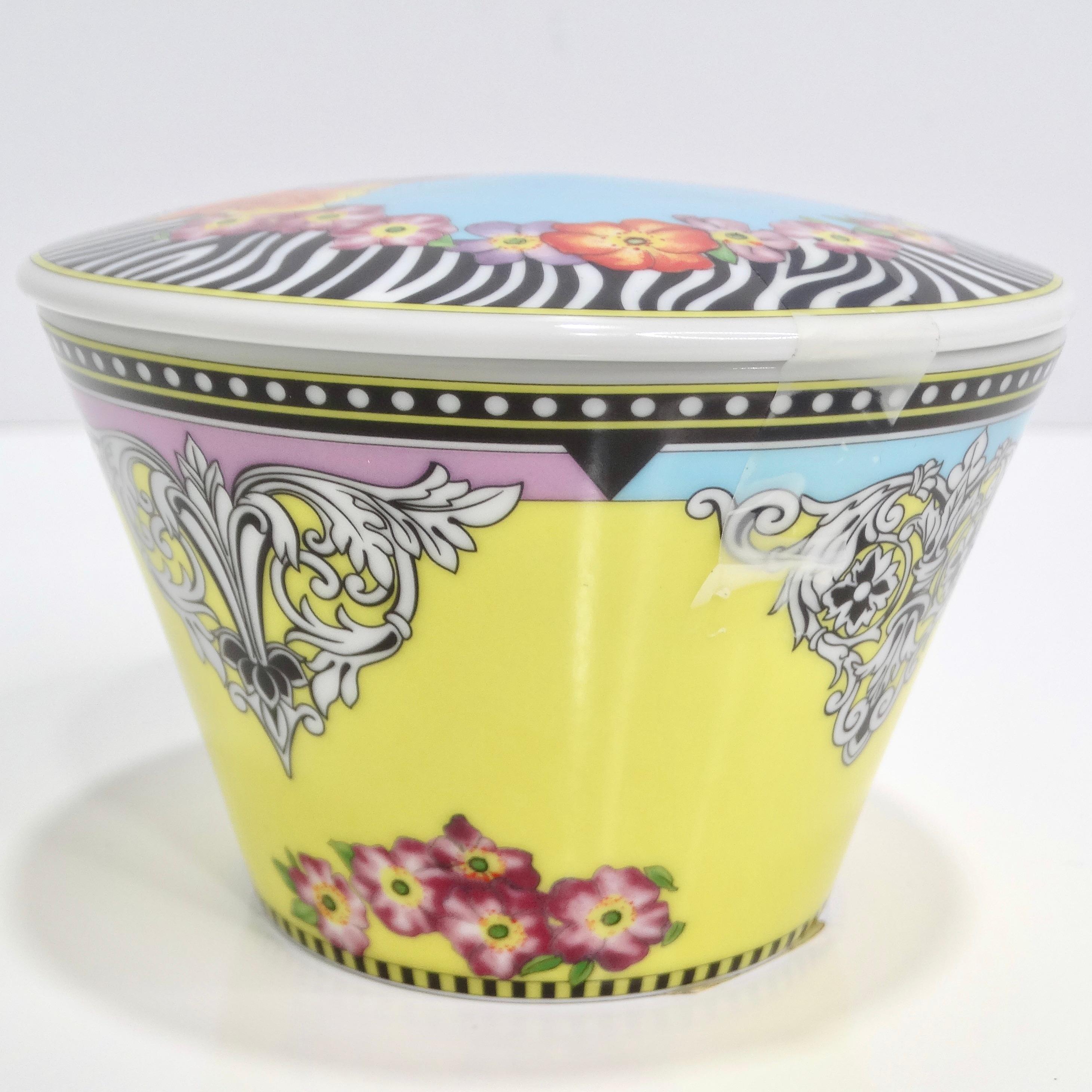 Women's or Men's Versace Rosenthal 1990s Porcelain Sugar Bowl & Lid For Sale