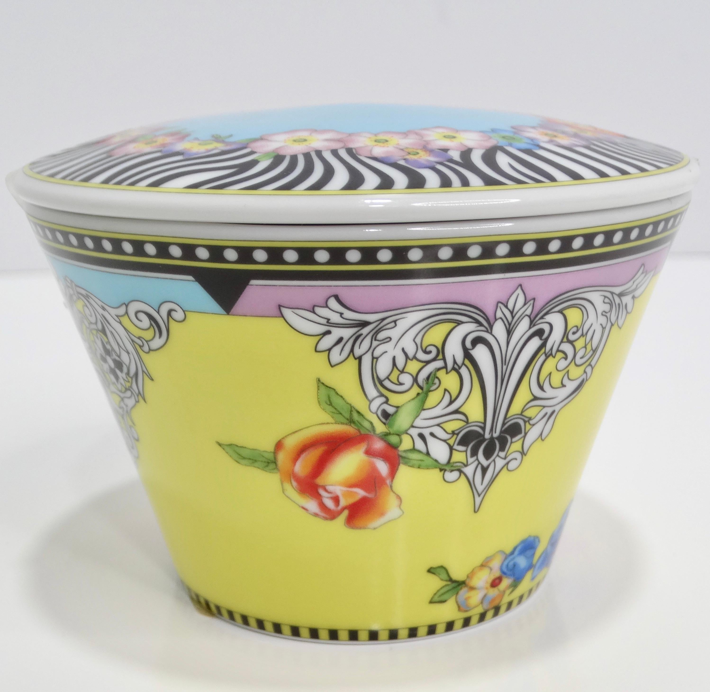 Versace Rosenthal 1990s Porcelain Sugar Bowl & Lid For Sale 1