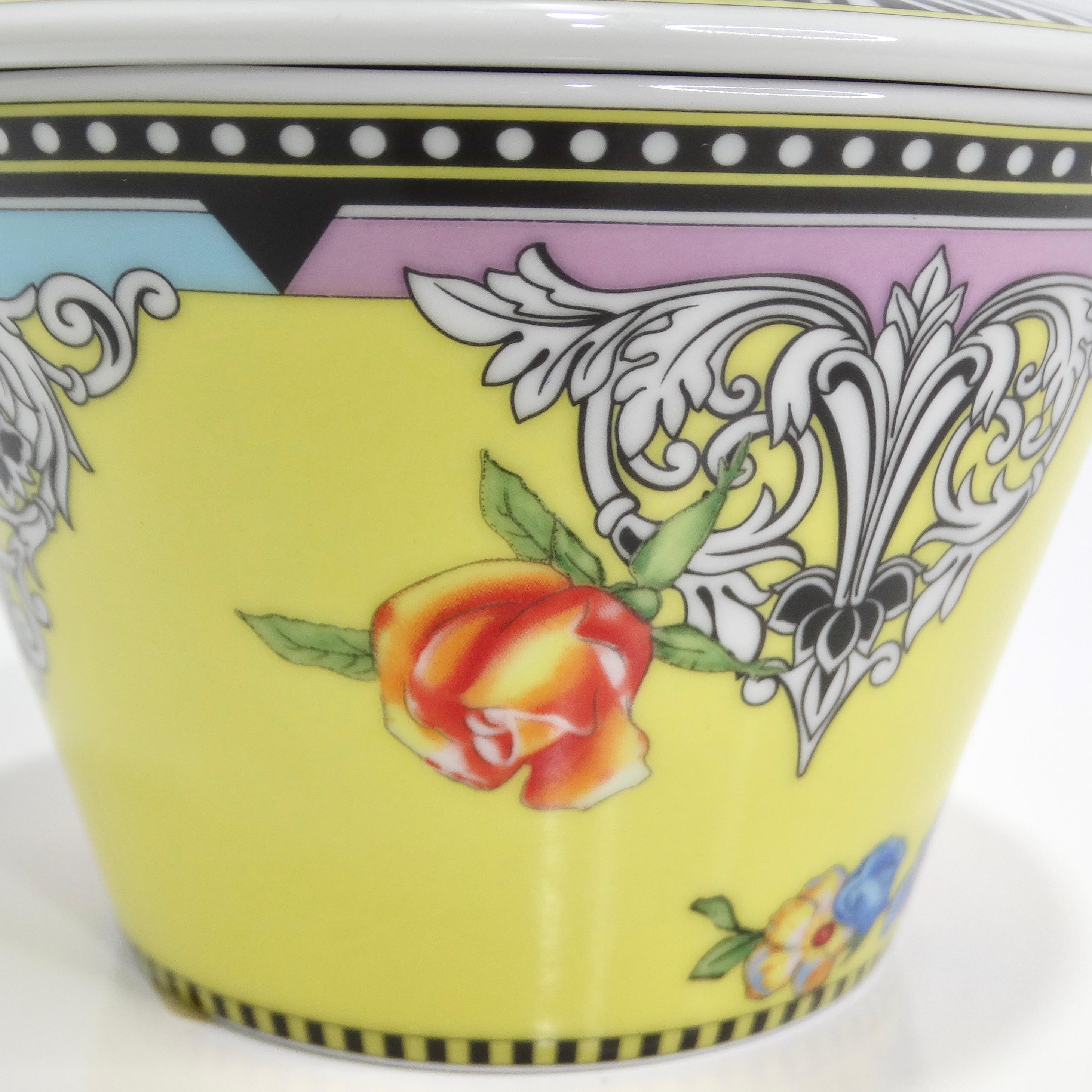Versace Rosenthal 1990s Porcelain Sugar Bowl & Lid For Sale 2