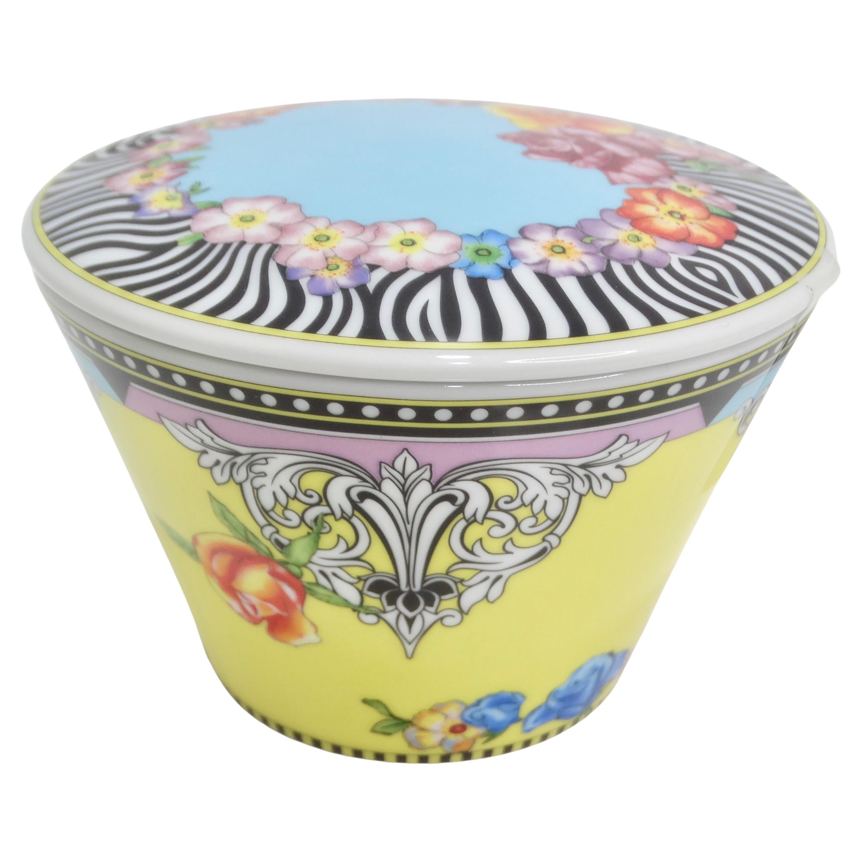 Versace Rosenthal 1990s Porcelain Sugar Bowl & Lid For Sale