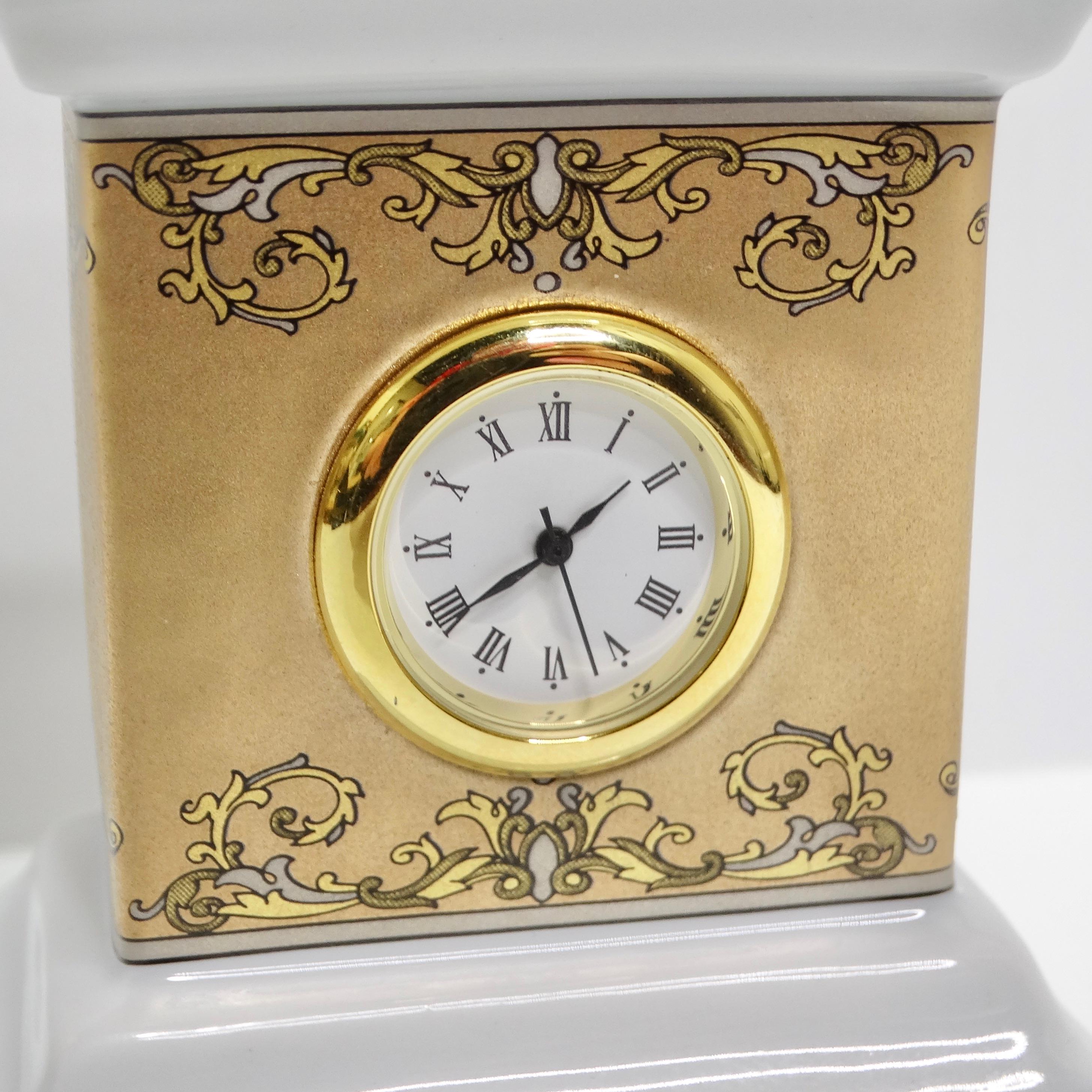 Versace Rosenthal 1990s Porcelain Table Clock In New Condition For Sale In Scottsdale, AZ