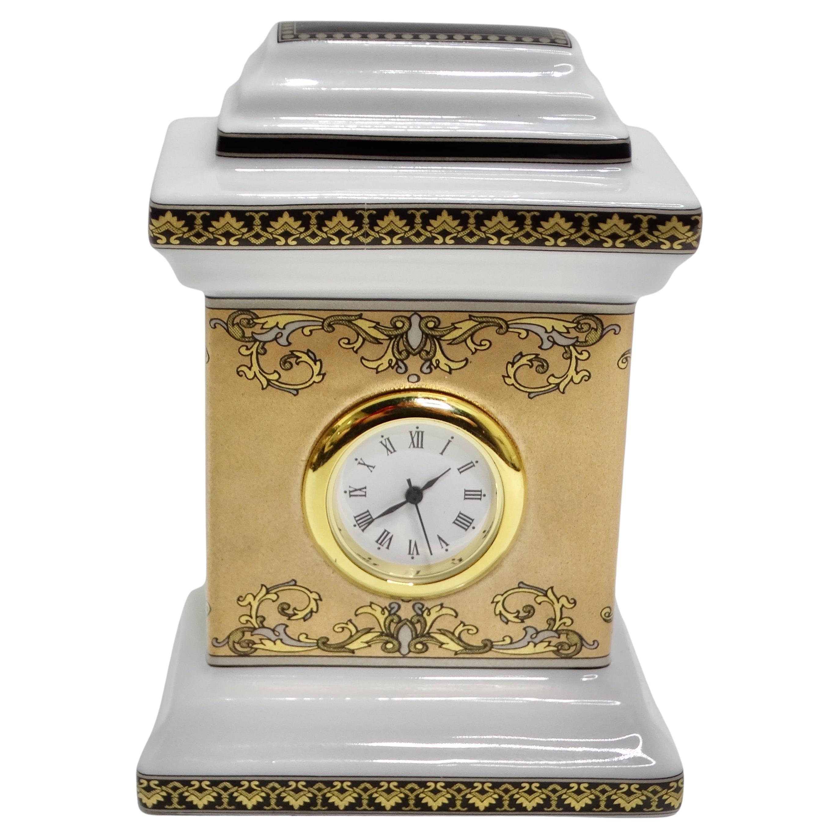 Versace Rosenthal 1990s Porcelain Table Clock For Sale