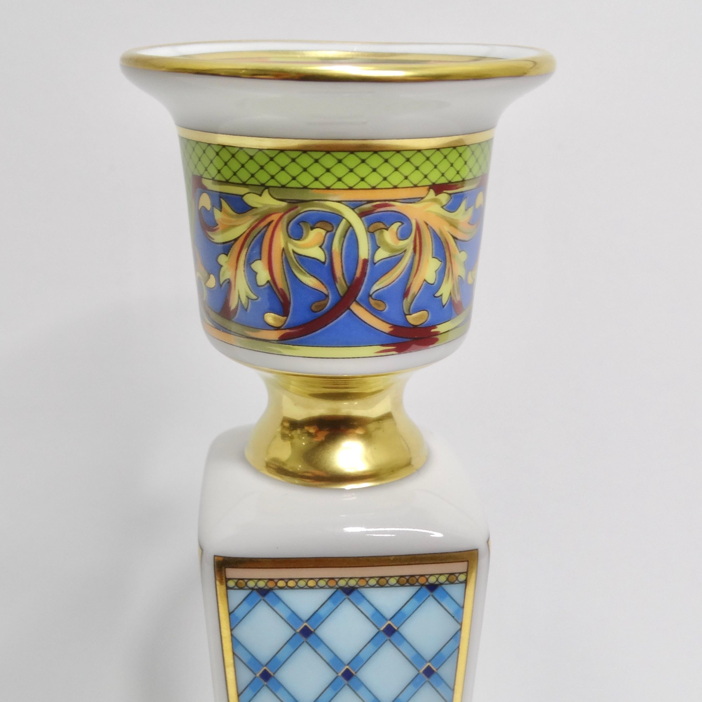 Versace Rosenthal 1990s Russian Dream Porcelain Candle Holder  In New Condition For Sale In Scottsdale, AZ