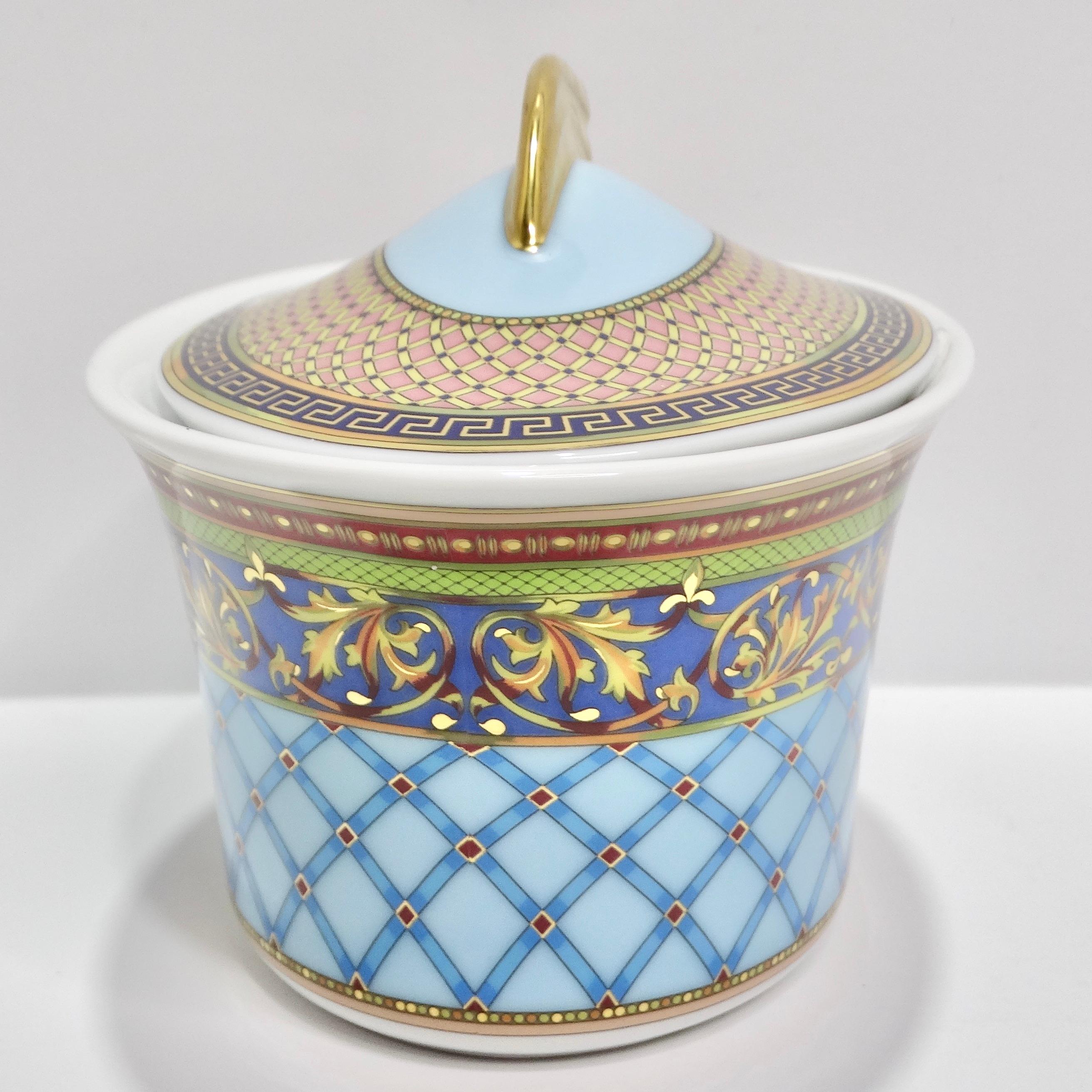 Versace Rosenthal 1990s Russian Dream Porcelain Sugar Bowl For Sale 2