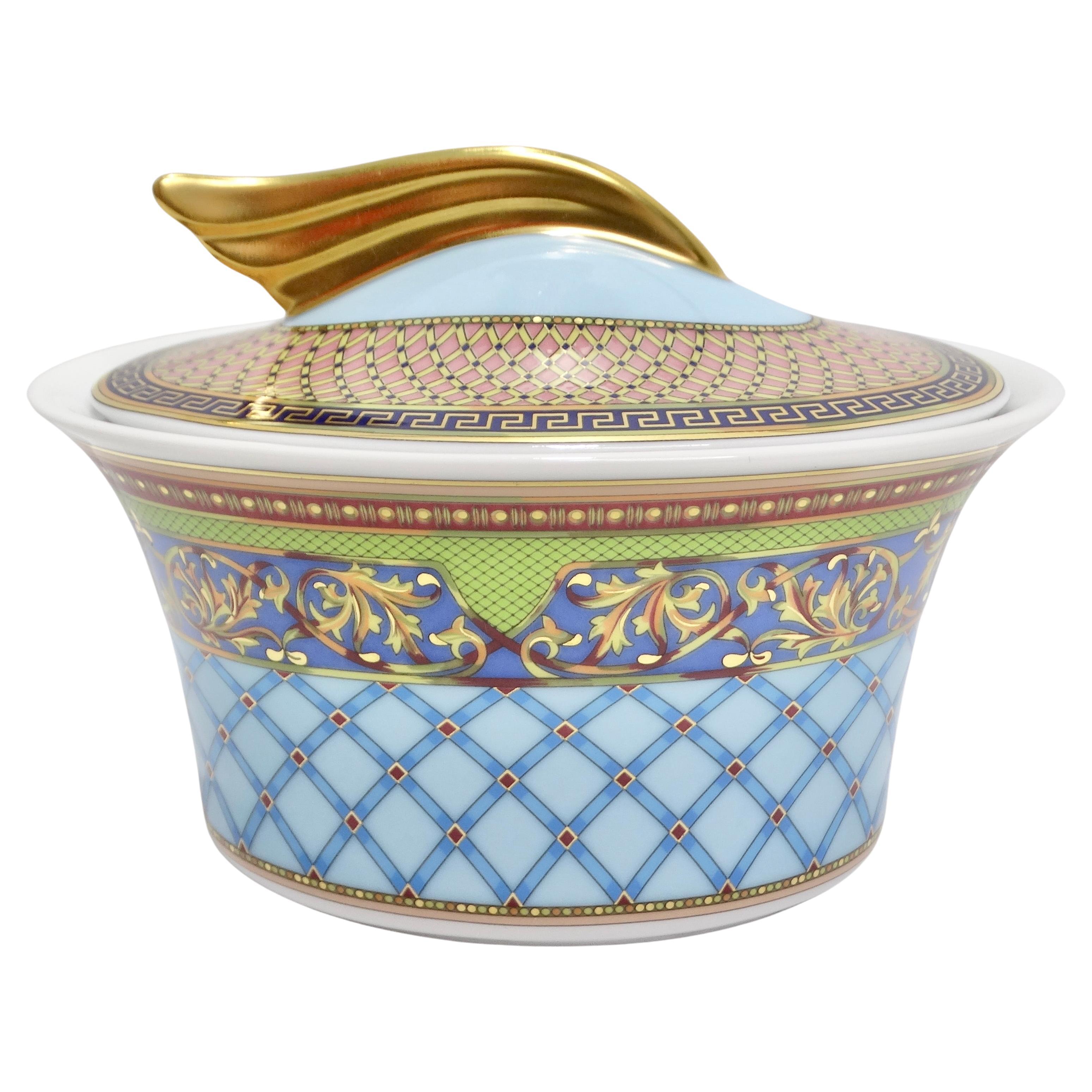 Versace Rosenthal 1990s Russian Dream Porcelain Sugar Bowl For Sale