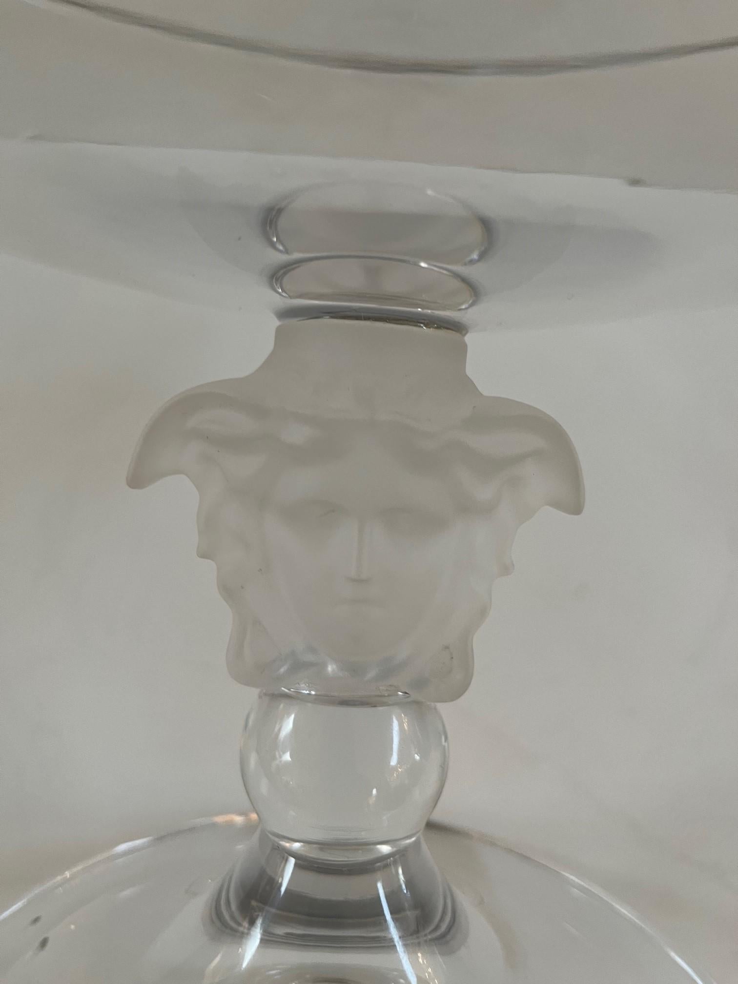 Contemporary Versace Rosenthal Crystal Lumiere Medusa Footed Bowl For Sale