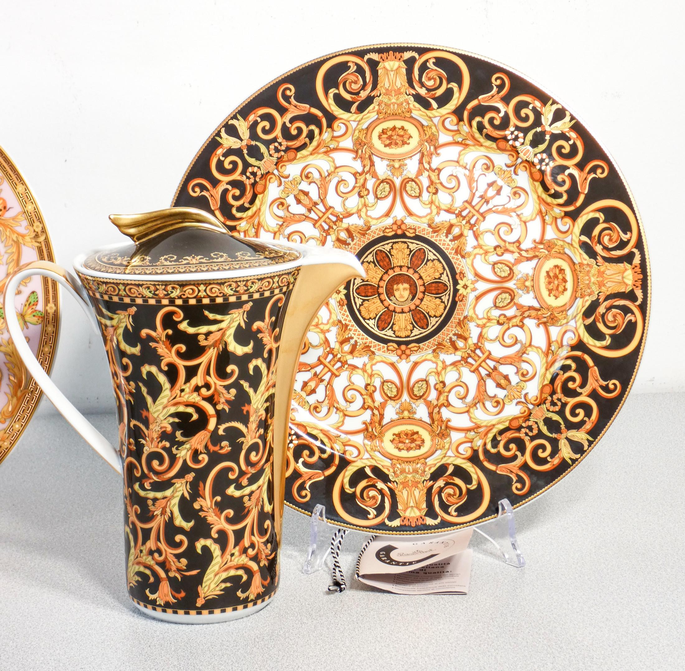 German Versace Rosenthal Studio Linie, Set of Six Plates and Six Coffee Pots, Porcelain