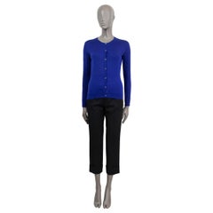VERSACE royal blue cashmere silk BUTTON FRONT Cardigan Sweater 40 S