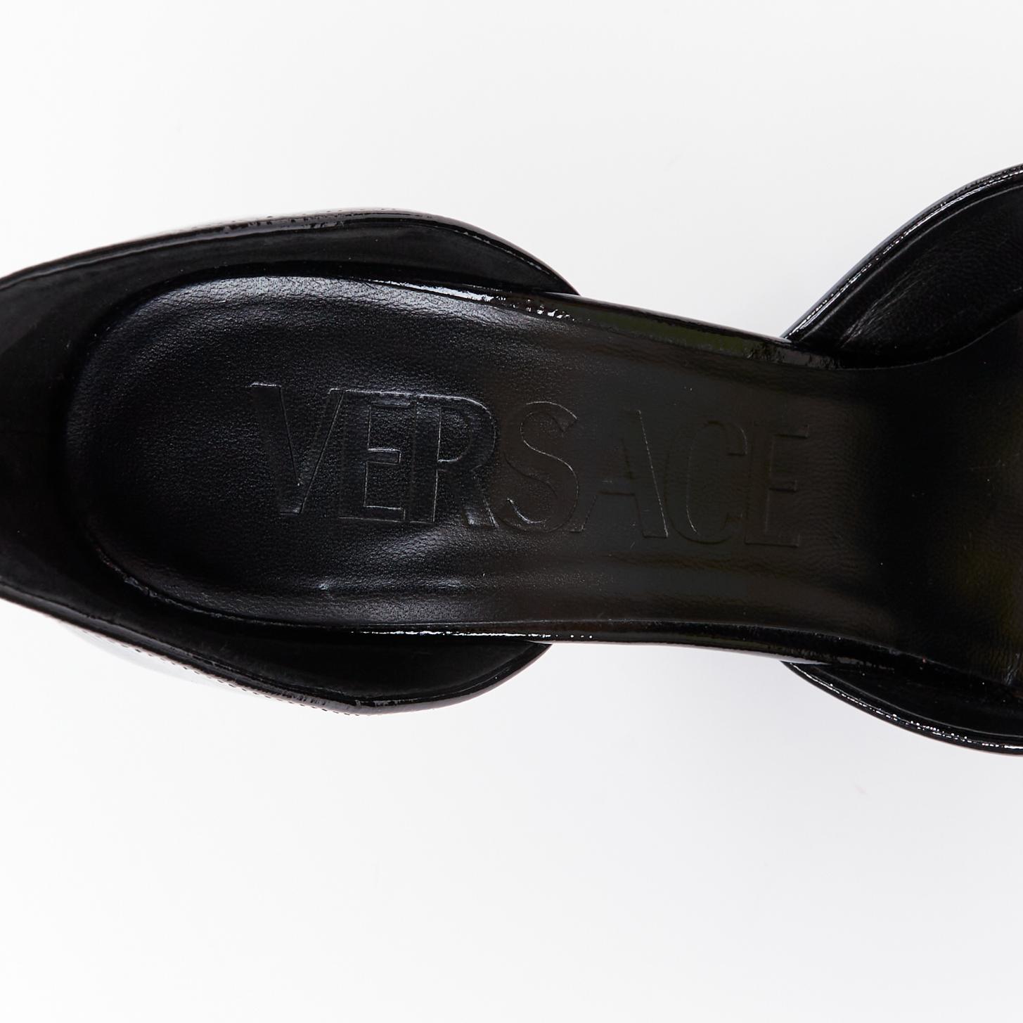 Versace Runway Aevitas 155 nero vernice oro cristallo Medusa piattaforma EU38.5 in vendita 5