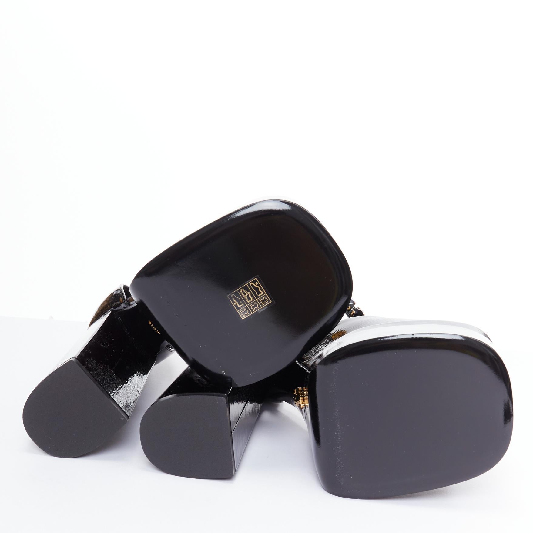 Versace Runway Aevitas 155 nero vernice oro cristallo Medusa piattaforma EU38.5 in vendita 6