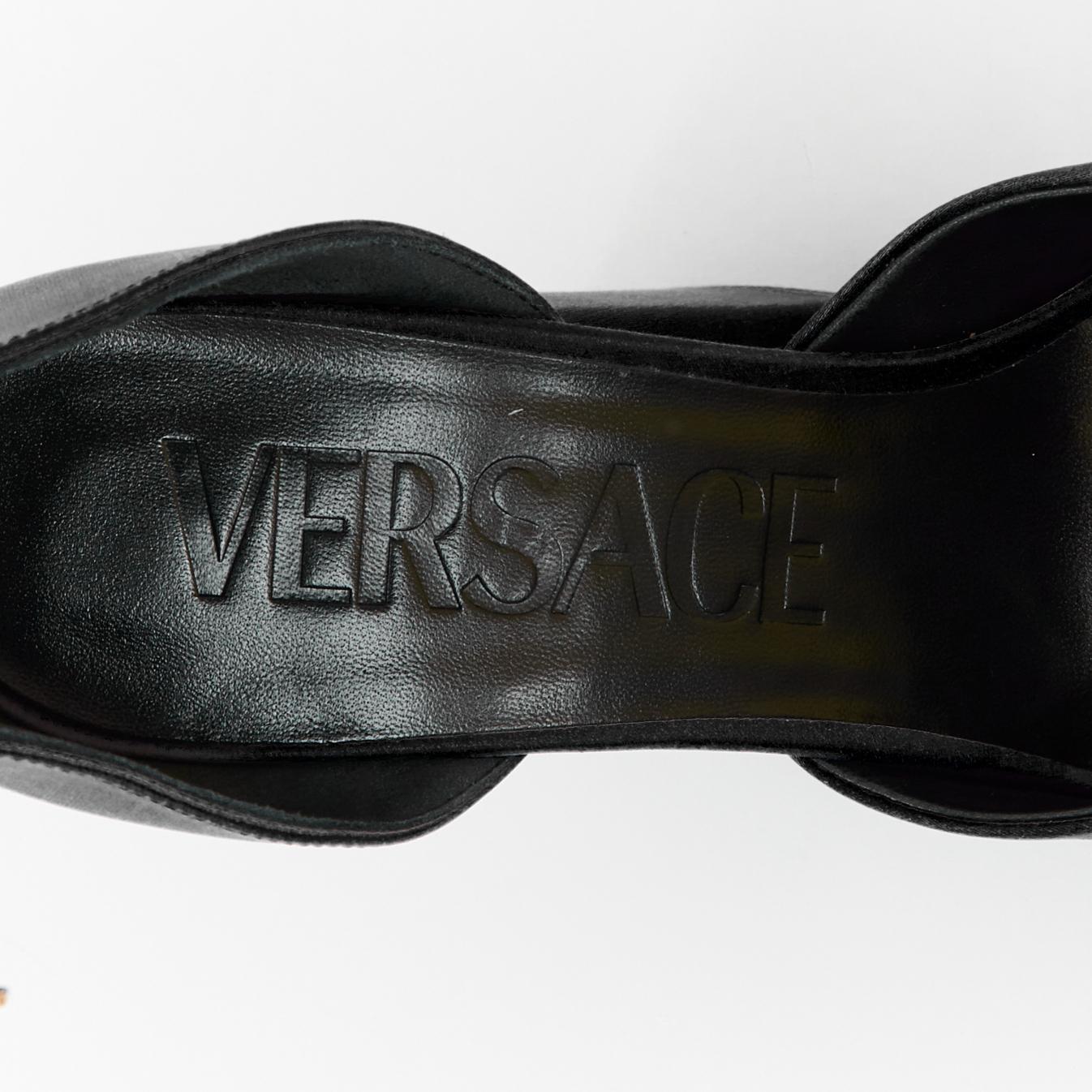 VERSACE Runway Aevitas 155 black satin gold crystal Medusa double platform EU41 For Sale 6
