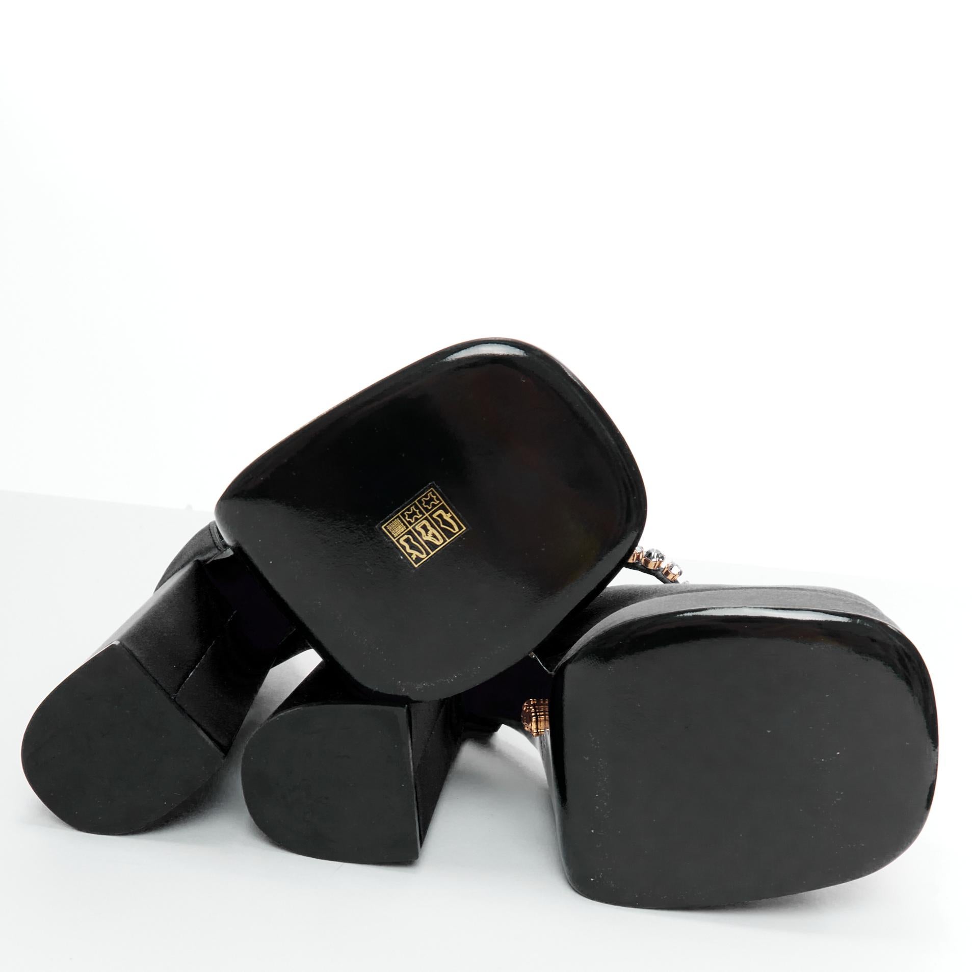 VERSACE Runway Aevitas 155 black satin gold crystal Medusa double platform EU41 For Sale 7