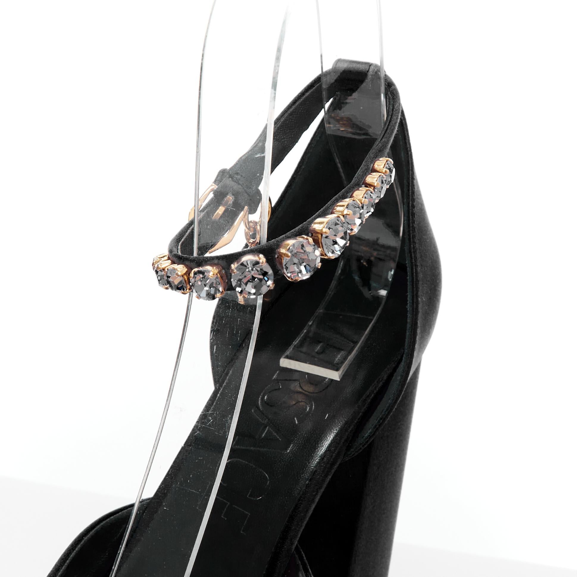 VERSACE Runway Aevitas 155 black satin gold crystal Medusa double platform EU41 For Sale 4