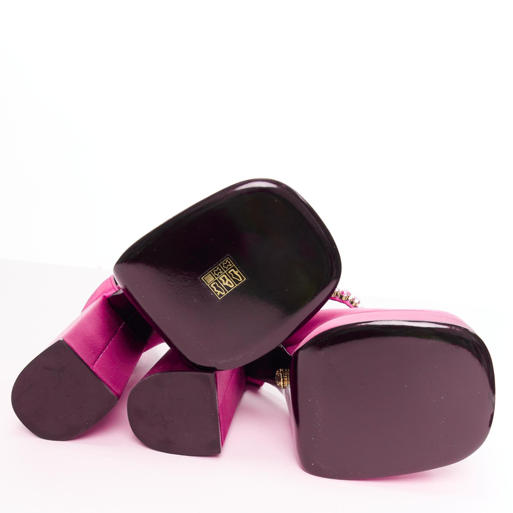 VERSACE Runway Aevitas 155 fuchsia pink satin gold crystal Medusa platform EU38 For Sale 6