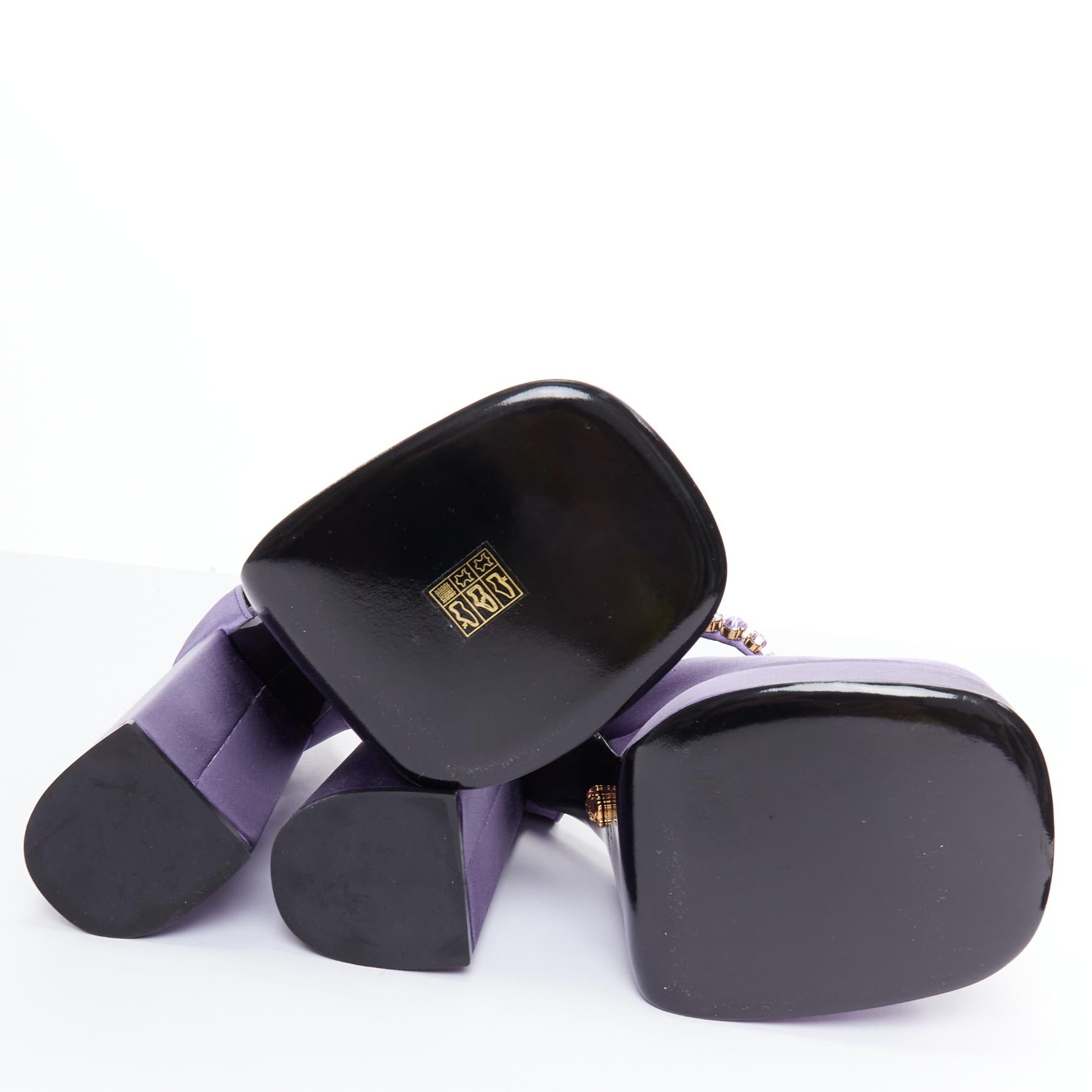 VERSACE Runway Aevitas 155 lilac purple satin gold crystal Medusa platform EU39 For Sale 7