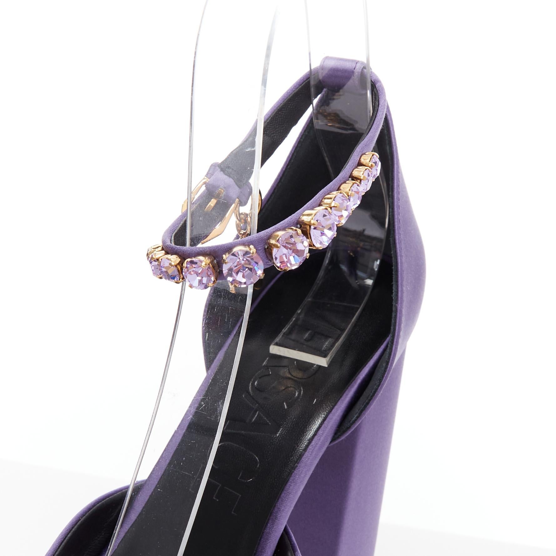VERSACE Runway Aevitas 155 lilac purple satin gold crystal Medusa platform EU39 For Sale 4