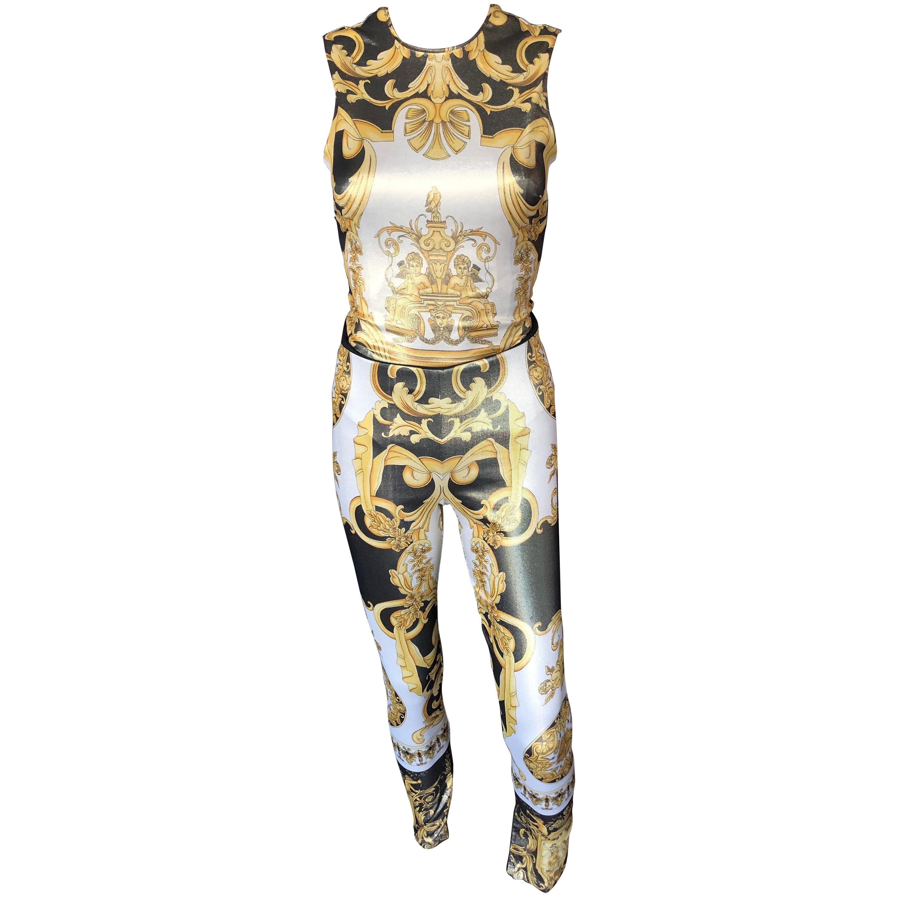 Versace Runway Baroque Tribute Leggings ...