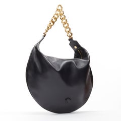 VERSACE Runway black medusa lamb leather gold tone chain hobo top handle bag