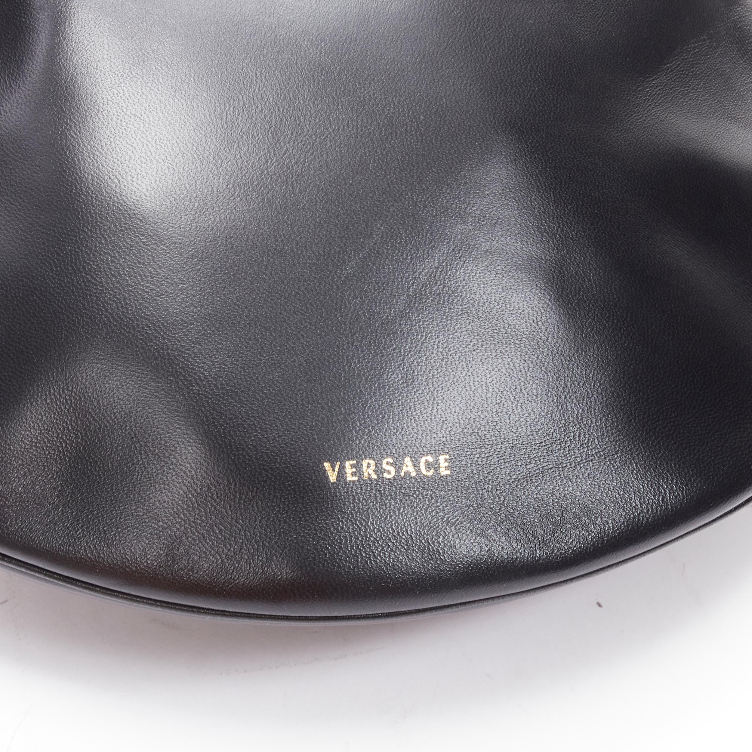 VERSACE Runway black medusa lamb leather gold tone chain hobo top handle bag For Sale 2