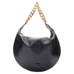 VERSACE Runway bolso hobo de asa superior de piel de cordero medusa negra con cadena dorada