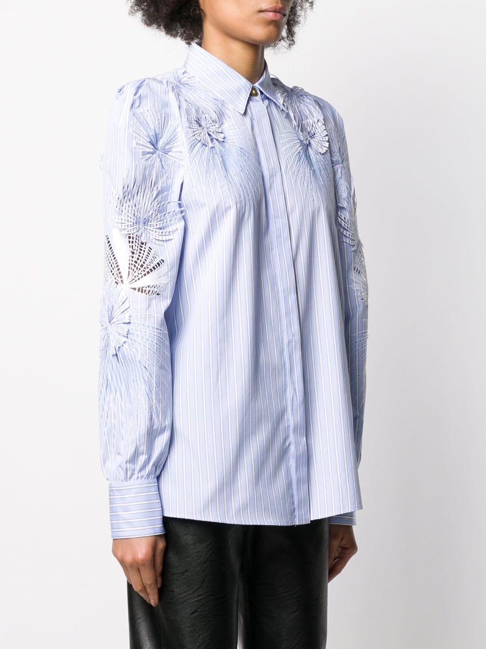 Gray Versace Runway Blue Stripe Cotton Button Down Shirt Seen On Kendall Jenner SZ 38 For Sale