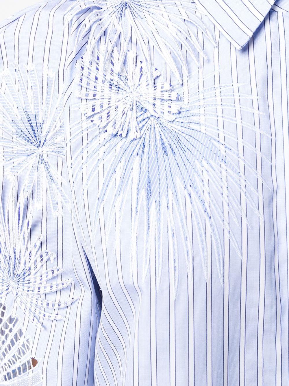 Versace Runway Blue Stripe Cotton Button Down Shirt Seen On Kendall Jenner SZ 38 For Sale 4