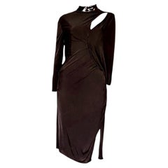 VERSACE Runway FW 2013 Black Cutout Cocktail Bondage Dress Vinyl Leather Collar