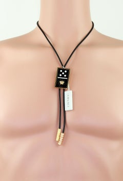 Versace Runway Leather Dice Medusa Pendant Necklace for Men