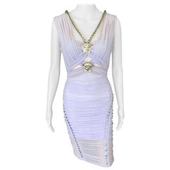 Versace Runway Medusa Embellished Cutout Semi-Sheer Dress 