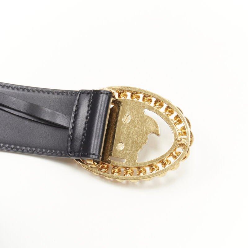 VERSACE Runway Medusa gold chain silver buckle black belt 100cm 38-42