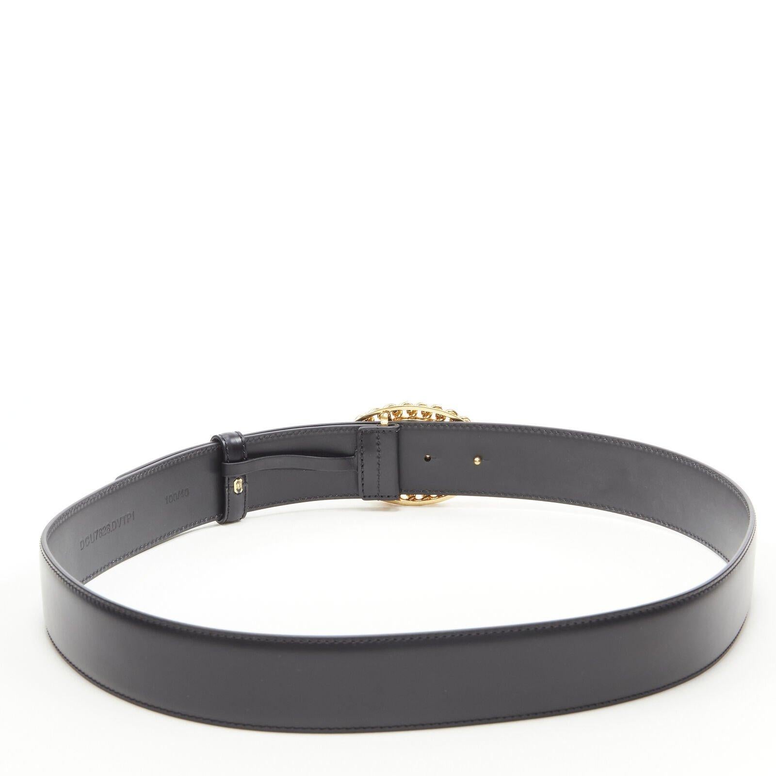 VERSACE Runway Medusa gold chain silver buckle leather belt 100cm 38-42