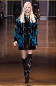 VERSACE RUNWAY MINK FUR COAT WITH CRYSTAL EMBELLISHED Buttons 40 - 6