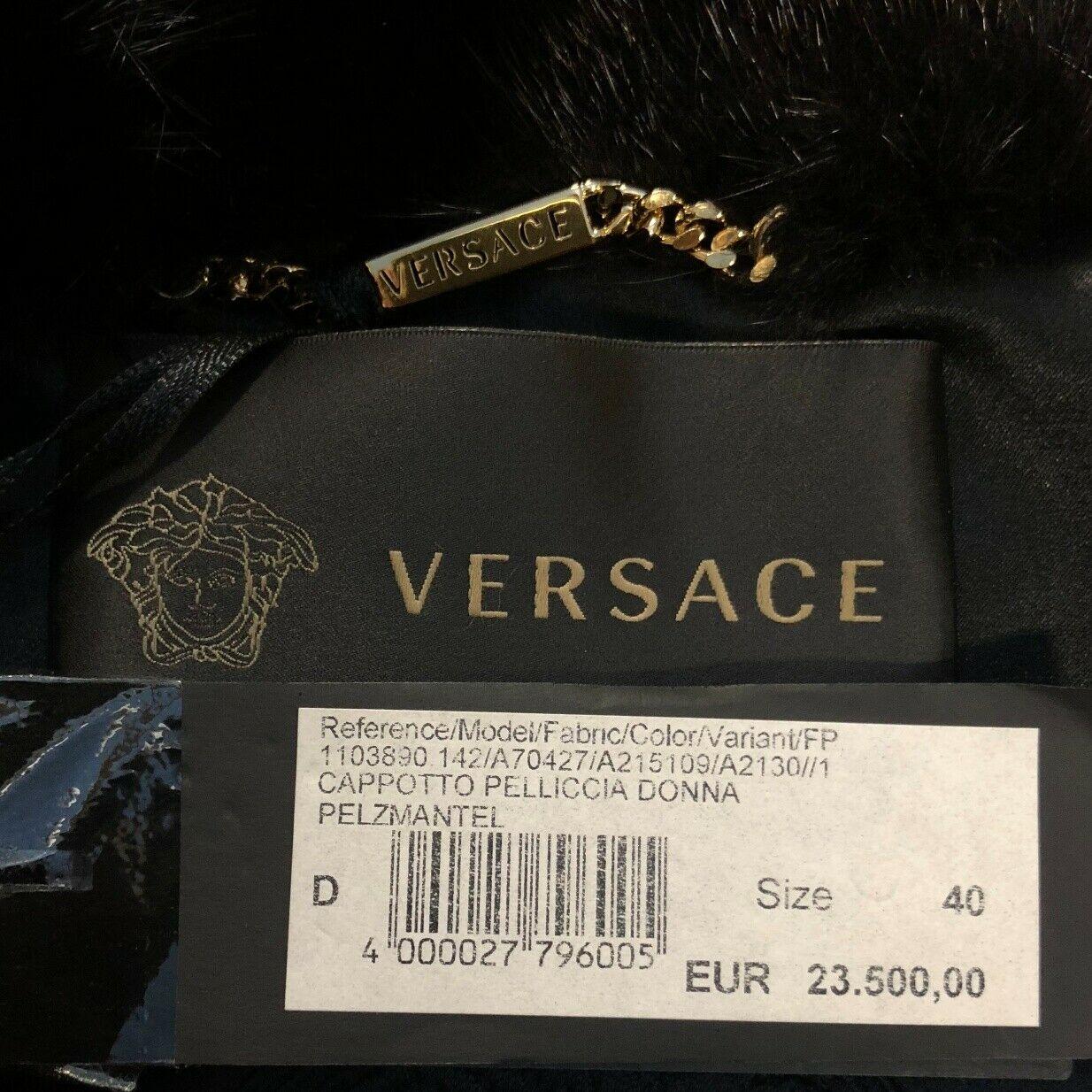 Women's VERSACE RUNWAY MINK FUR COAT WITH CRYSTAL EMBELLISHED Buttons 40 - 6 For Sale