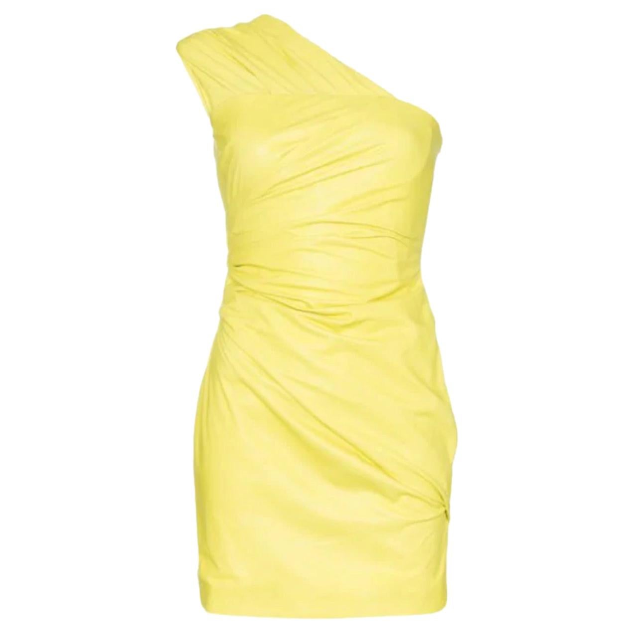 VERSACE YELLOW SILK HALTERNECK DRESS with CUTOUT at 1stDibs versace