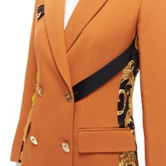 VERSACE Runway orange gold medusa quilted baroque print blazer jacket IT38 XS