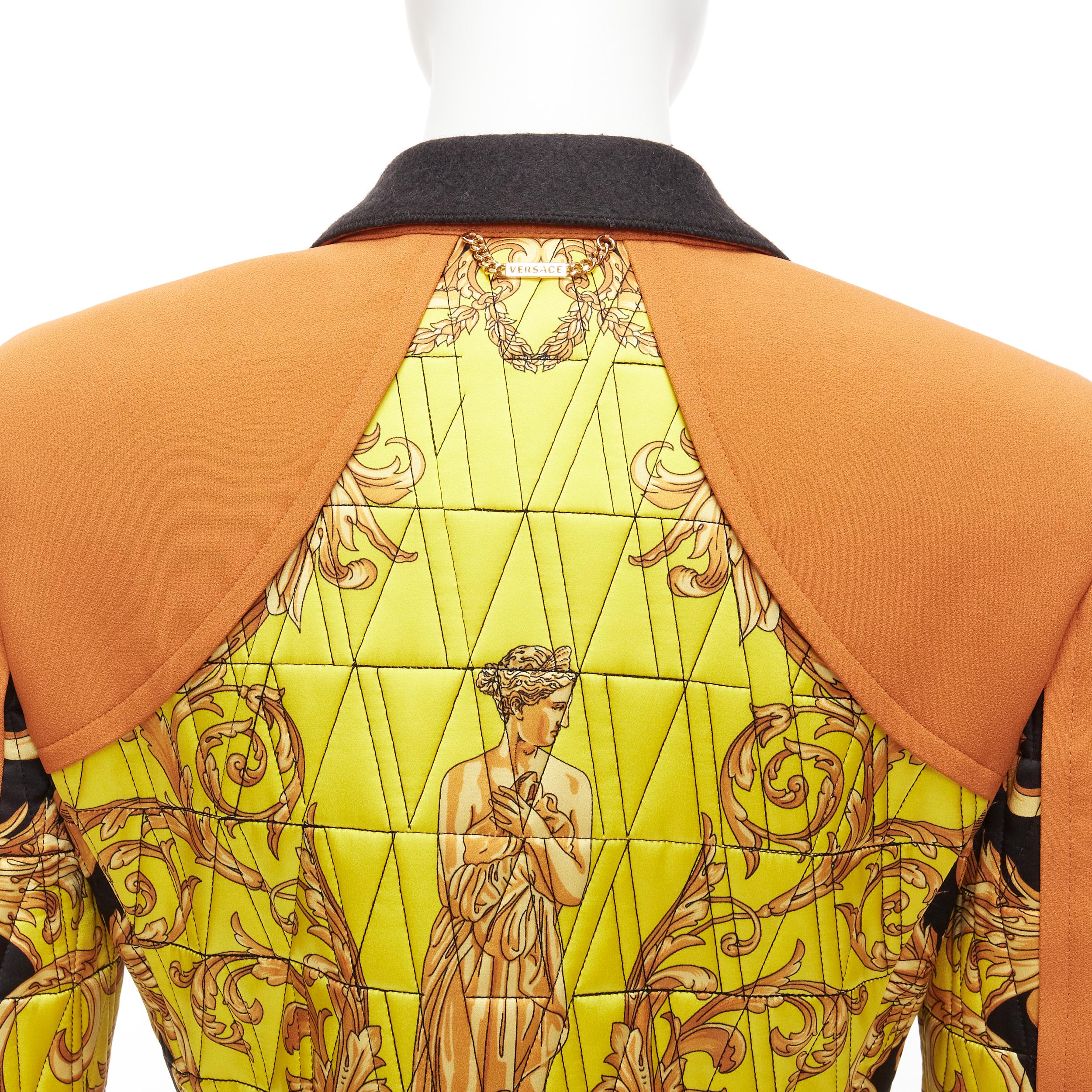 VERSACE Runway orange gold medusa quilted baroque print blazer jacket IT38 XS For Sale 3