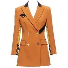 VERSACE Runway orange gold medusa quilted baroque print blazer jacket IT38 XS
